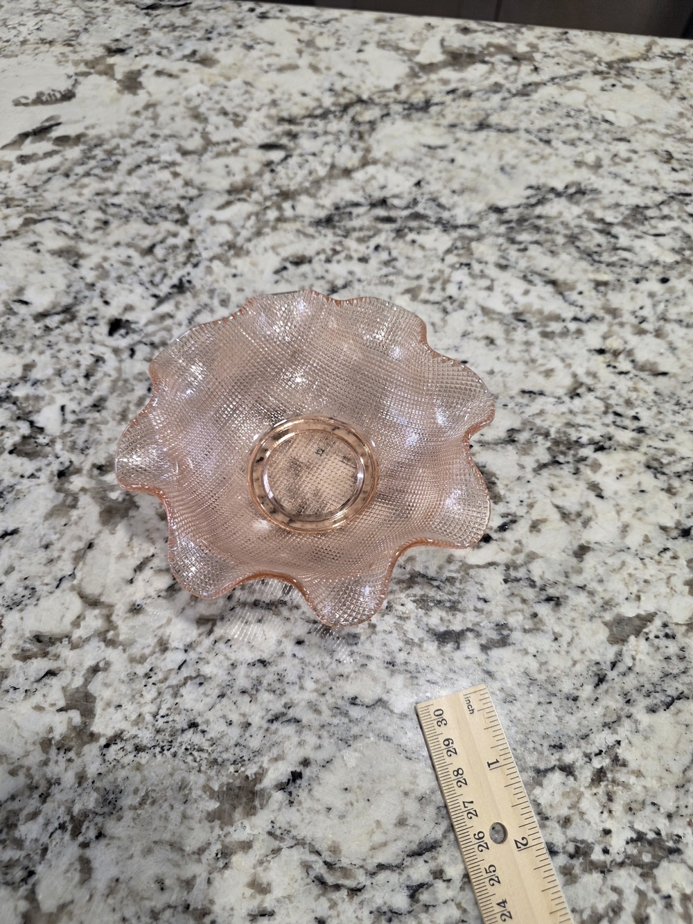 Vintage Fenton Light Pink Carnival Glass Bowl, Waffle Pattern